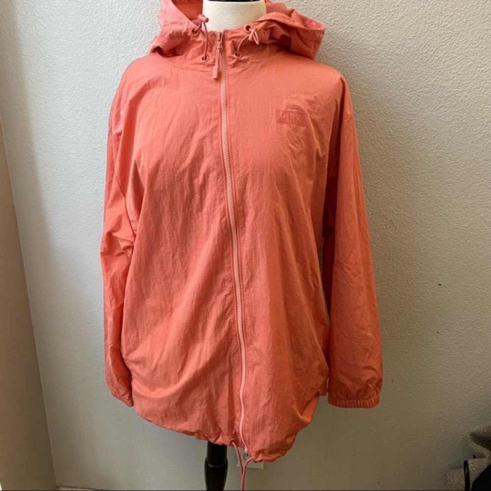 Victorias Secret PINK peach pink long sleeve hooded raincoat anorak jacket M - Picture 3 of 9
